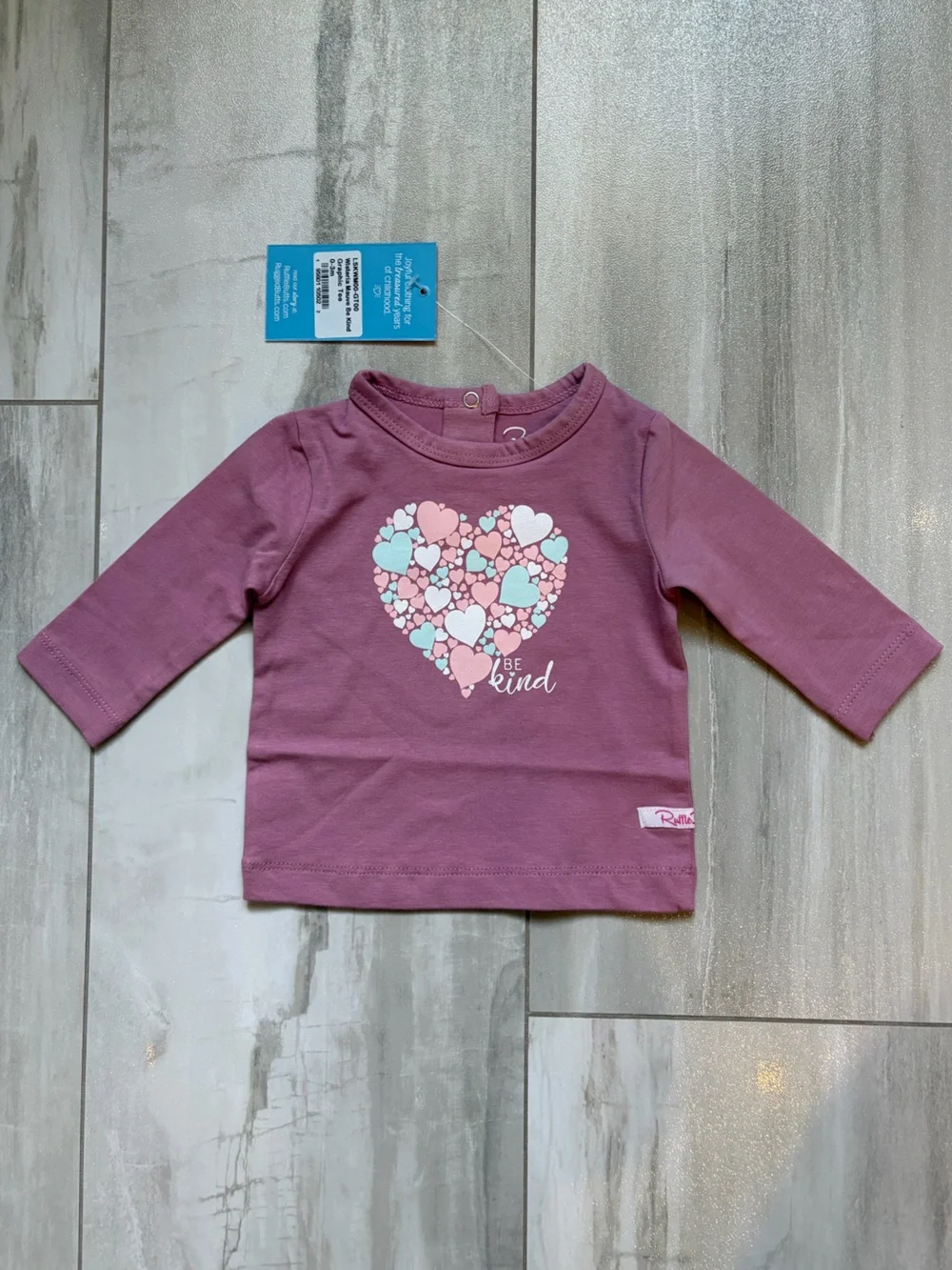 NWT RuffleButts Be Kind Hearts Graphic Tee & Heart Ruffled Leggings Set 0-3M